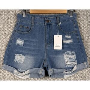 Rosa Clothing Distressed Denim Shorts High Rise Cuffed Mom Jean NWT Women M